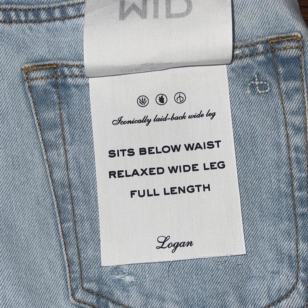 Rag & Bone Logan Mid Rise Wide Leg Distressed Blue Jeans Nwt Size 28 - Picture 8 of 8